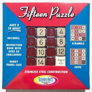 vintage Fifteen Puzzle Stainless Steel Handy Case Instruction Book 019275049003